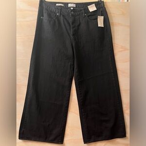 Universal Thread Women's Mid-Rise Super Wide Leg Jeans Black  SZ 17R Nwt